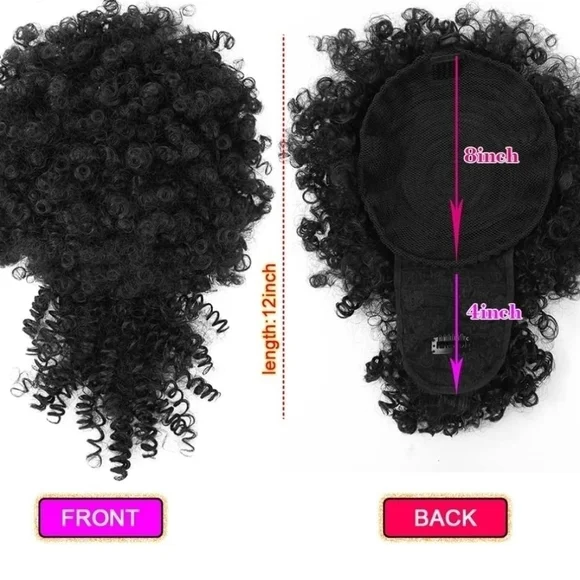Puff Drawstring Ponytail w/Bangs Kinky Curly Hair Clip in Bangs Short Ponytail - Picture 2 of 8
